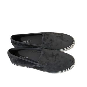 Ralph Lauren Grey Velvet Janis Slip On Round Toe Sneakers Size 7